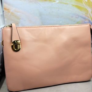 Light pink faux wristlet/crossbody